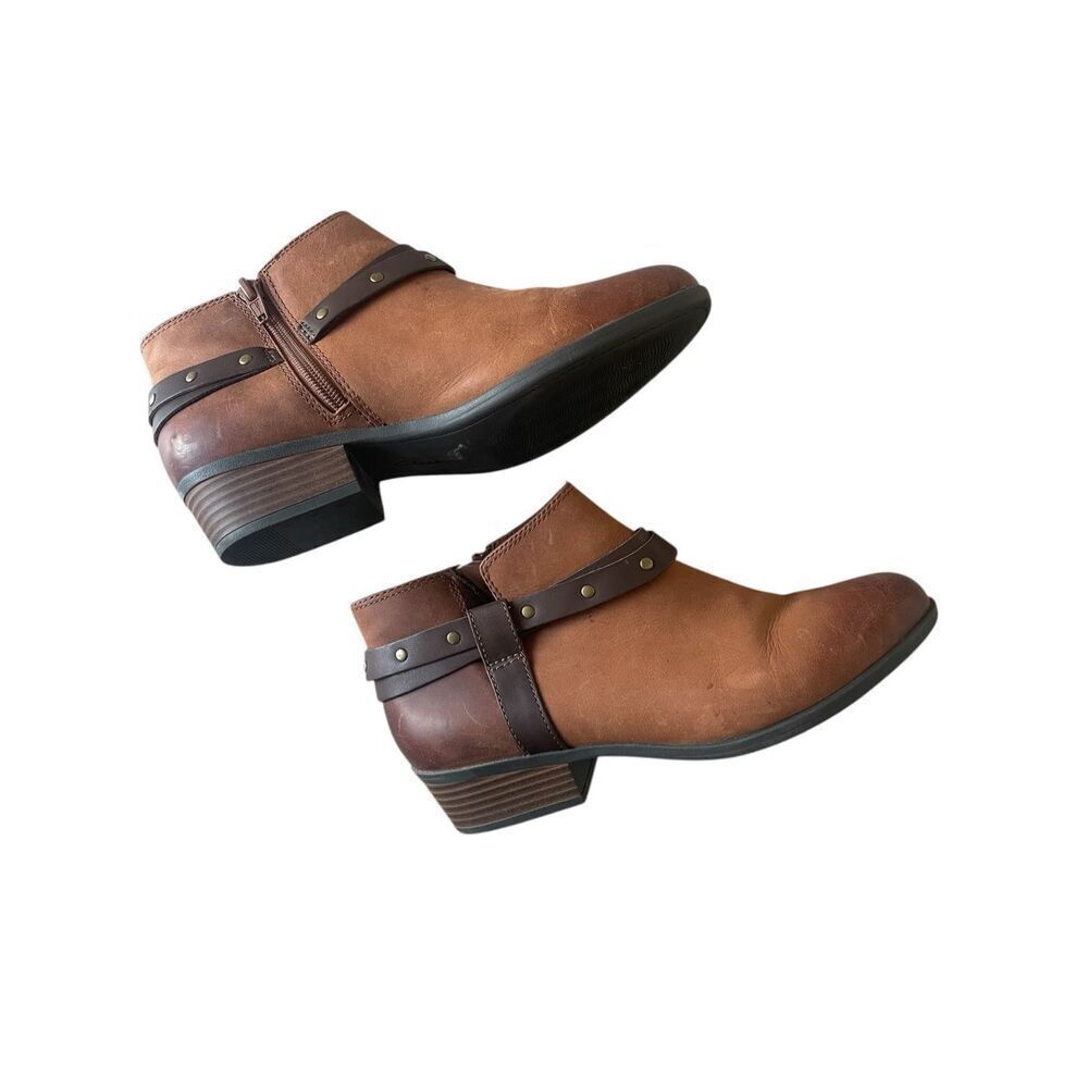 Clark’s Collection Addiy Zoei Brown Leather Ankle Boots Women’s Sz 8 8M Booties - Picture 1 of 8